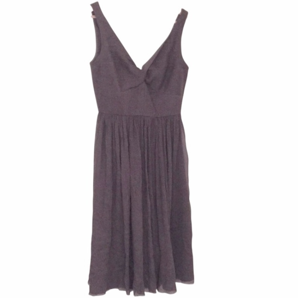 J. Crew Brown Silk Chiffon Sleeveless V Neck Bridesmaid Corset Cocktail Dress 4P